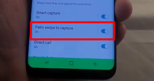    Aktifkan opsi Palm swipe to Capture